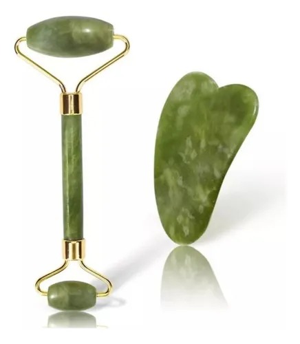 Rodillo Facial De Jade + Piedra Gua sha